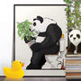 Panda Bear On Toilet, Funny Bathroom Art, thumbnail 1 of 7