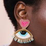 Beaded Heart Eye Drop Earrings, thumbnail 1 of 4