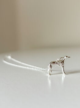 Sterling Silver Greyhound Pendant Necklace, 5 of 5