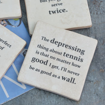 Set Of Four Ceramic Famous Tennis Quotes Coasters, 3 of 8