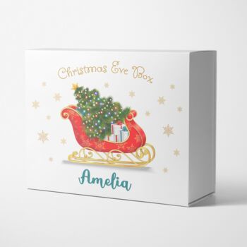 Santa Sleigh Christmas Eve Box With Personalised Name, 2 of 2