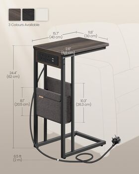 Side Table With Charging Station, Usb Ports And Outlets, 8 of 9