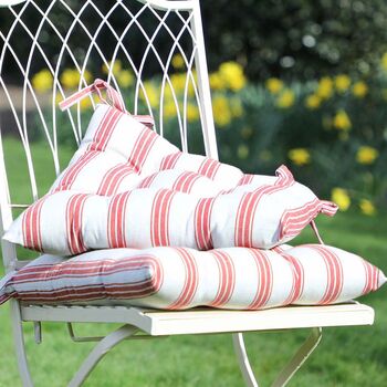 Millstone Red Striped Garden Seat Pads, 6 of 6