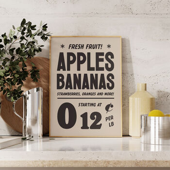 Vintage Kitchen Fruit Apples Banana Advert Wall Print, 5 of 5