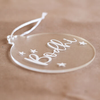 Personalised Christmas Tree Bauble With Stars, 4 of 5