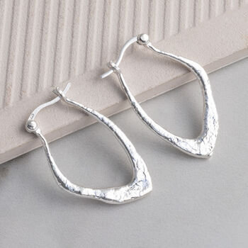 Sterling Silver Molten Hoops, 2 of 4