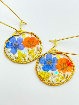 Earrings With Orange And Blue Flowers, 7 of 10