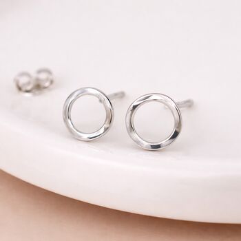 Sterling Silver Organic Open Hoop Stud Earrings – 10mm, 2 of 10