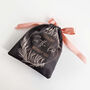 Handmade Dark Feather Reusable Wedding Gift Pouch, thumbnail 2 of 8