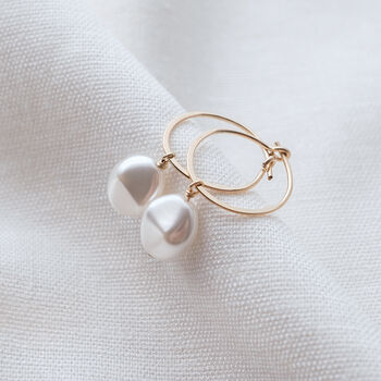 Vegan Organic Pearl Hoop Earrings, 2 of 5