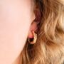 Zero Waste Pink Floral Chunky Gold Hoop Earrings, thumbnail 5 of 5