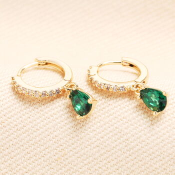 Birthstone Crystal Huggie Hoop Earrings In Gold, 6 of 12