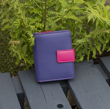 Personalised Purple Small Leather Purse Wallet Rfid Protected, 3 of 9