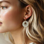 Green And Cream Stripey Circular Earrings, thumbnail 2 of 6