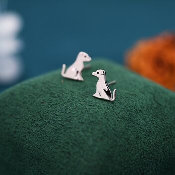 Sterling Silver Cute Puppy Dog Stud Earrings, 6 of 11