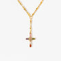 18 K Gold Colourful Cross Gemstone Rosary Necklace, thumbnail 1 of 8