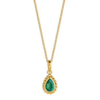 May Birthstone Green Onyx Gold Plated Huggie Hoop Earrings, 7 of 12