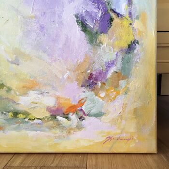 Colourful Abstract Painting On Canvas Yellow Lavender, 4 of 4