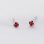 Sterling Silver January Birthstone Garnet Cz Stud Earrings, thumbnail 3 of 11