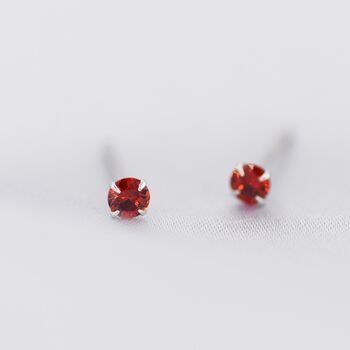 Sterling Silver January Birthstone Garnet Cz Stud Earrings, 3 of 11