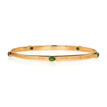Saraswati Gold Plated Chrome Diopside Stacking Bangle, 4 of 9