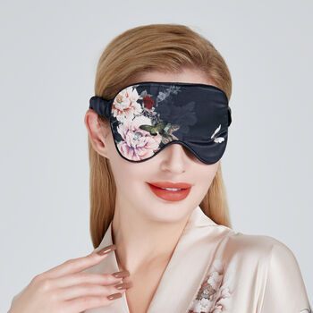 Silk Eye Mask Fleur Japonaise Midnight Blue, 5 of 6