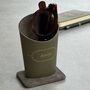Personalised Recycled Leather Glasses Stand With Suede, thumbnail 1 of 12