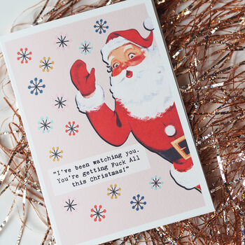 Rude Santa Retro Christmas Card, 2 of 4