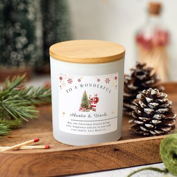 Christmas Candle Personalised Merry Christmas Present For Aunt And Uncle, 6 of 9