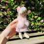 Tiny Linen Girl Mouse With Fluffy Ears, thumbnail 3 of 4
