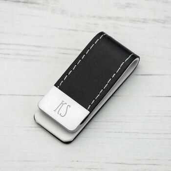 Personalised Black Vegan Leather Money Clip, 6 of 10