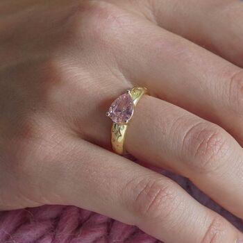 Pink Pear Drop Gemstone Ring, 3 of 9
