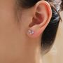 Sterling Silver Asymmetric White Hydrangea Cz Stud Earrings, thumbnail 7 of 12
