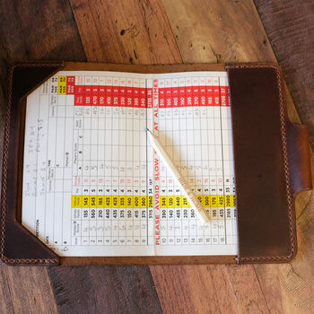 Leather Golf Scorecard Holder With Pen Loop, 3 of 12