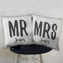 Personalised Mr And Mrs Cushions Wedding Present Gift, thumbnail 1 of 3