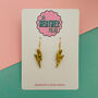 Gold Lightning Bolt Earrings Small And Large, thumbnail 2 of 2