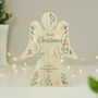 Personalised Christmas Foliage Wooden Angel Ornament, thumbnail 2 of 5