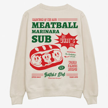 Meatball Sub Deli Sweatshirt In Vanilla, 2 of 2