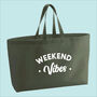 Weekend Vibes Premium Canvas Oversized Tote Bag, thumbnail 4 of 7