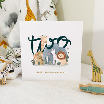 Safari Friends 2nd Birthday Card, 2 of 2