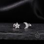 Mismatched Moon And Star Cz Barbell Earrings, thumbnail 2 of 11