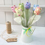 Cotton Tulips Flowers In Tin Zinc Jug With Engraved Tag, thumbnail 1 of 7