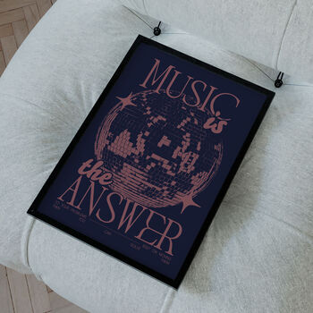 Music Is The Answer Print | Disco Ball | House Music | Music Poster | Wall Art | Groovy | Bold | Typographic | Dj | Wall Decor |, 6 of 9