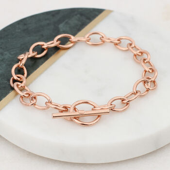 Gold Plated Or Silver Heavy Link Chain T Bar Bracelet, 3 of 5