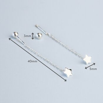 Sterling Silver Screw Back Star Threader Earrings, 6 of 8