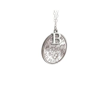 Queen Elizabeth Sixpence Sterling Silver Letter Pendant, 4 of 10