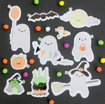 Halloween Party Ghosts, Cute Die Cut Sticker Pack, 2 of 7