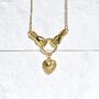 18 K Gold Hands On Heart Locket Necklace Gift, thumbnail 1 of 7