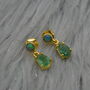 Opal Emerald Earrings: Gold, Silver, May Birthstone, thumbnail 3 of 8