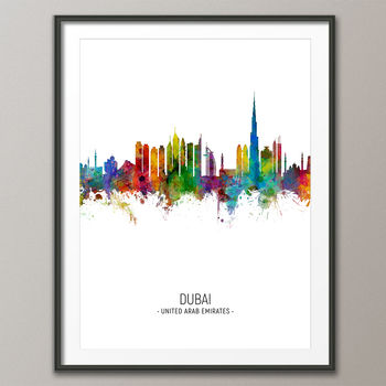 Dubai Skyline Portrait Print And Box Canvas, 3 of 5